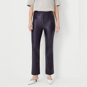 The Seamed Kick Crop Pant in Faux Leather